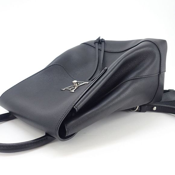 Louis Vuitton Lock Me Backpack Calfskin Noir Black Shoulder Bag - Picture 9 of 10